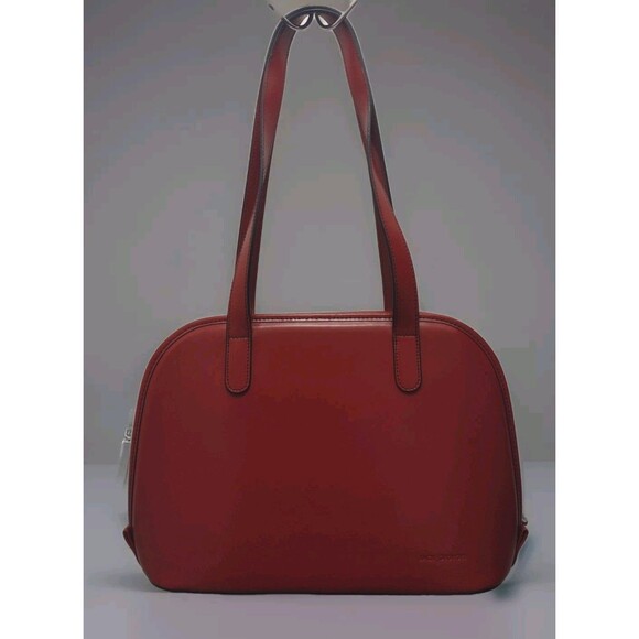 Jack Georges Red Leather Double Zip Around Shoulder Bag Tote - Picture 2 of 16